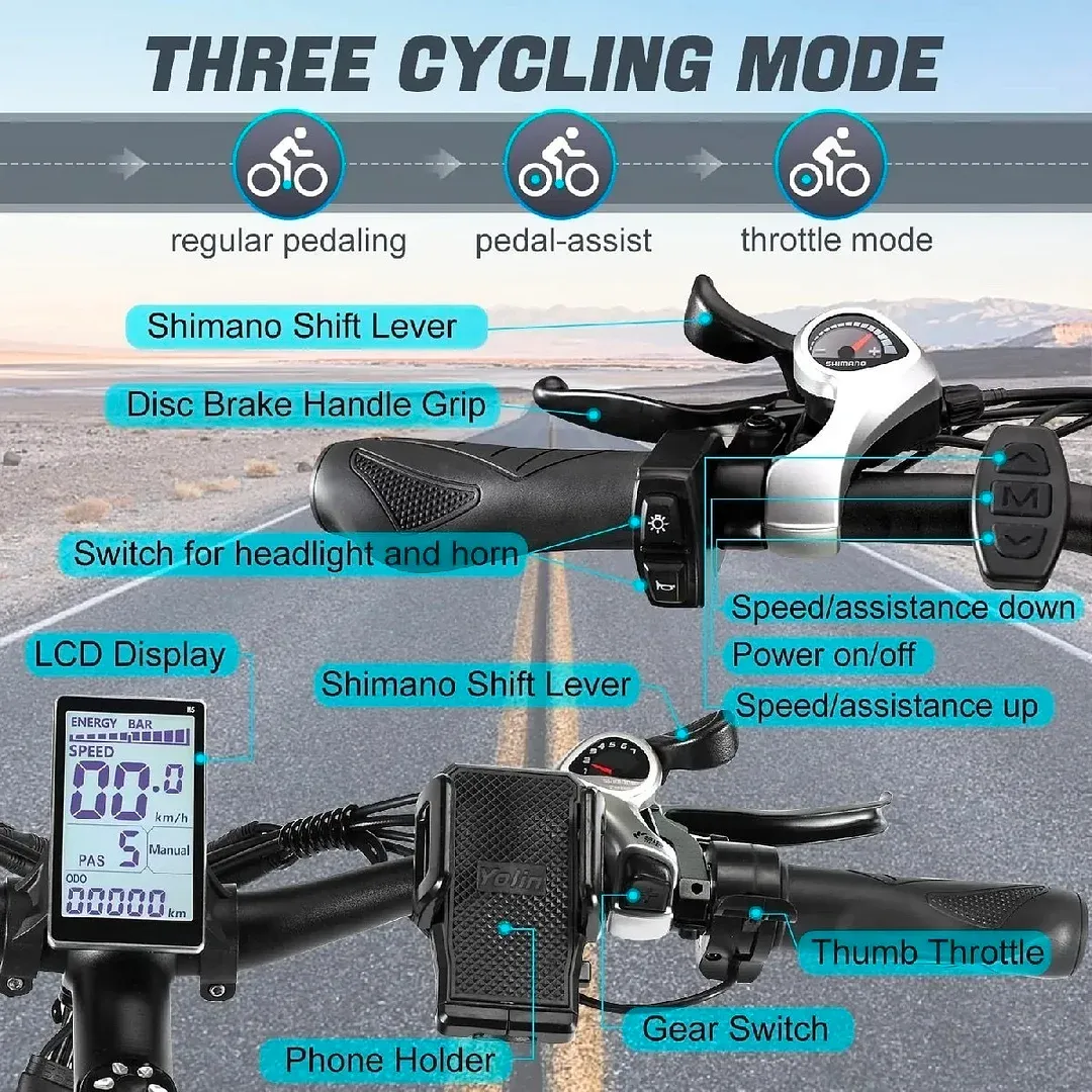 ✨electric bike with 1000W  48V/17.5Ah removable battery Long Range up to 31MPH✨