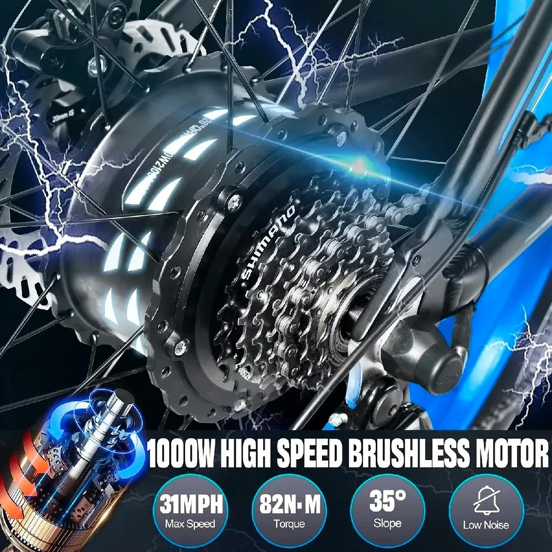 ✨electric bike with 1000W  48V/17.5Ah removable battery Long Range up to 31MPH✨