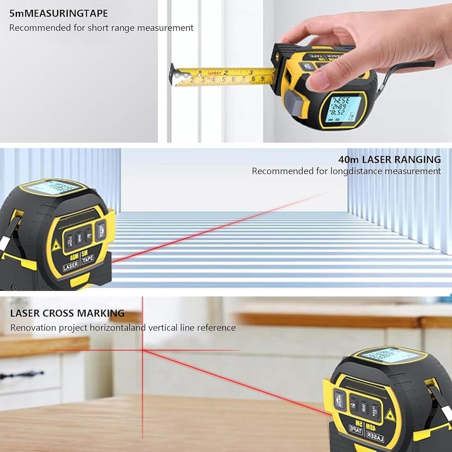 Portable 3-in-1 Infrared Laser Tape
